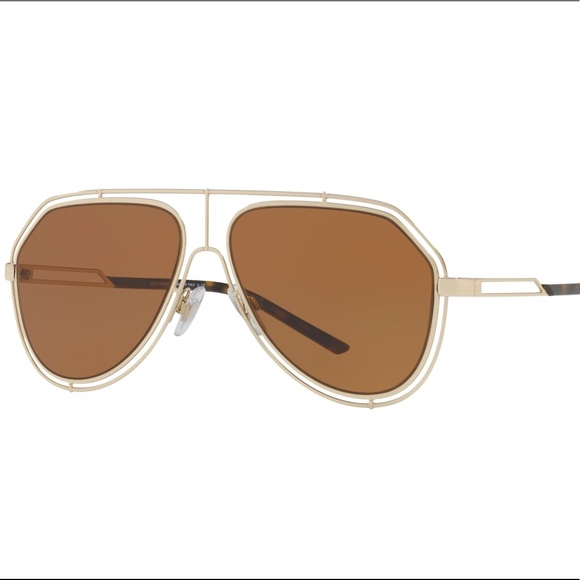 Dolce & Gabbana Gold Brown Aviator Sunglasses D&G - Picture 2 of 3